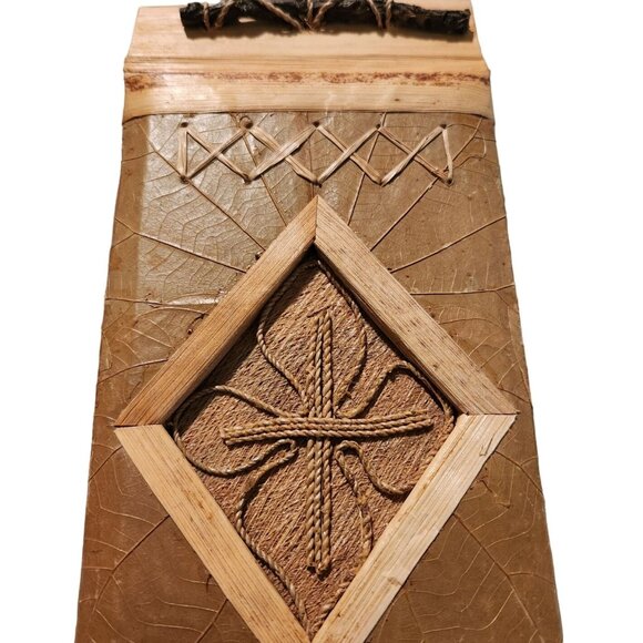 Vintage Handmade Rattan Address Book With Leaf Design & Twine Binding Boho Cotta - Picture 5 of 6